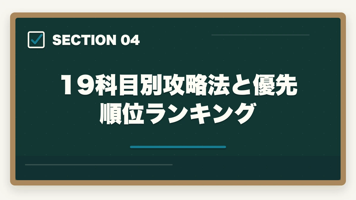 19科目別攻略法と優先順位ランキング｜社会福祉士 国家試験 直前 1ヶ月 勉強法|19科目1問以上突破の駆け込み完全マニュアルの図解