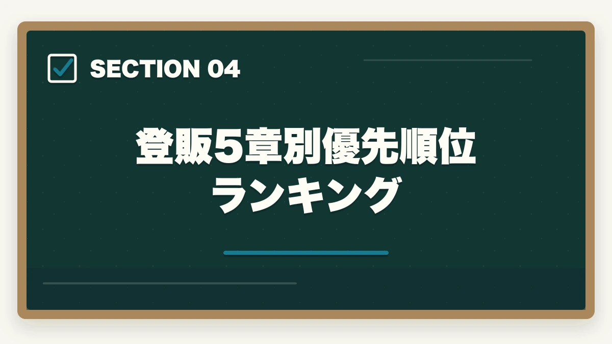 登販5章別優先順位ランキング｜登販 独学 3ヶ月 合格|教材1万円以内で実現する短期戦略の完全マニュアルの図解
