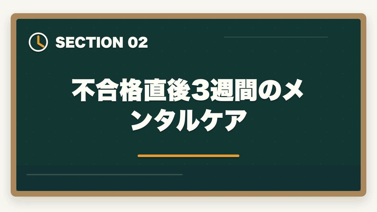 不合格直後3週間のメンタルケア｜介福 試験 落ちた メンタル 立ち直り|不合格からリベンジ合格までの完全マニュアルの図解