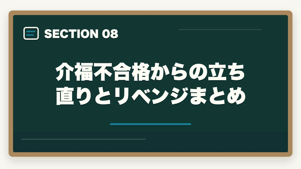 介福不合格からの立ち直りとリベンジまとめ｜介福 試験 落ちた メンタル 立ち直り|不合格からリベンジ合格までの完全マニュアルの図解