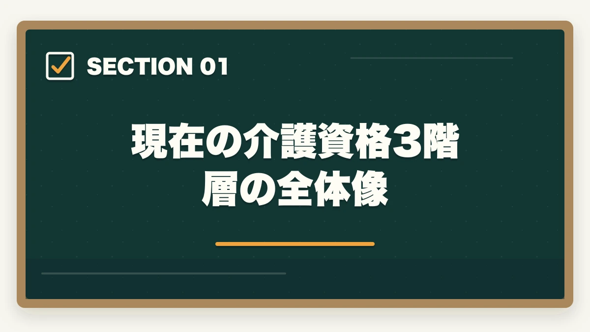 現在の介護資格3階層の全体像｜訪問介護のヘルパーとホームヘルパーの違いを10年介護経験者が分かりやすく解説の図解