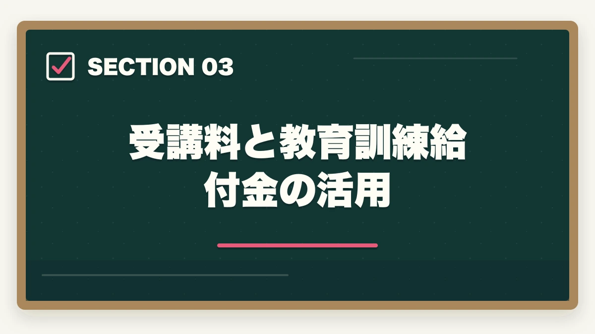 受講料と教育訓練給付金の活用｜介護福祉士通信講座おすすめ3社|30代主婦ブランク復職用に厳選の図解