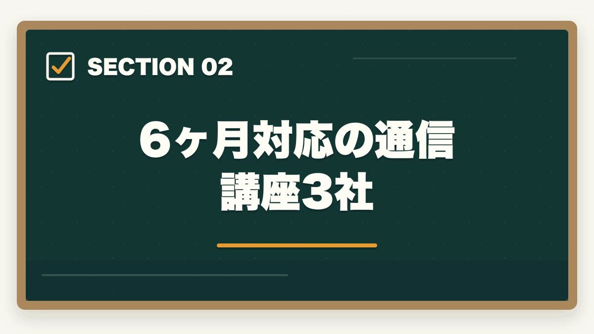6ヶ月対応の通信講座3社｜介護福祉士通信講座おすすめ3社|最短6ヶ月で合格する選び方の図解