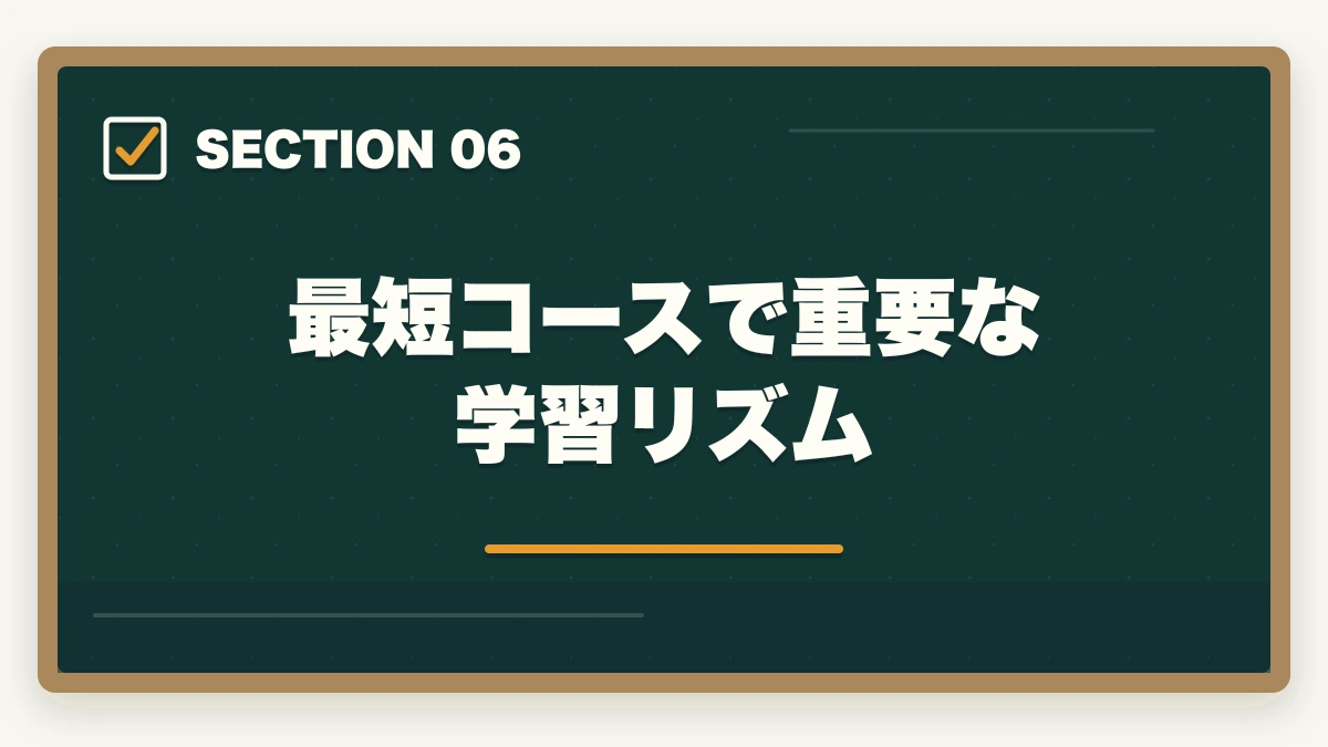 最短コースで重要な学習リズム｜介護福祉士通信講座おすすめ3社|最短6ヶ月で合格する選び方の図解