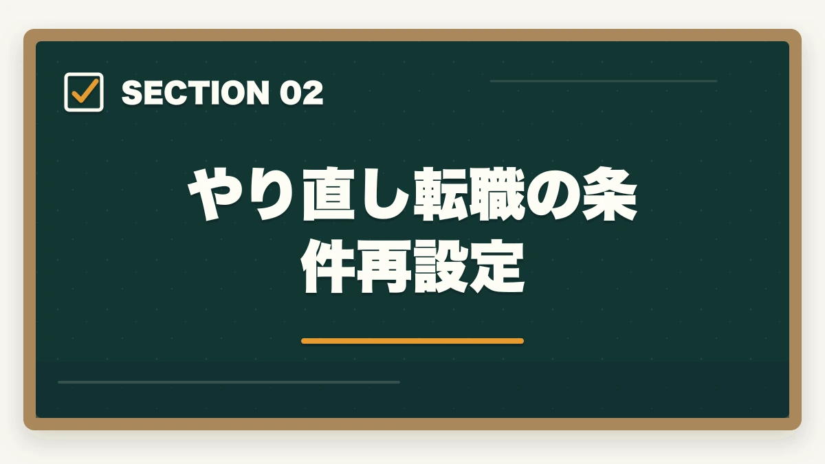 やり直し転職の条件再設定｜介護転職やり直し成功術|エージェント3社で2回目失敗を回避の図解
