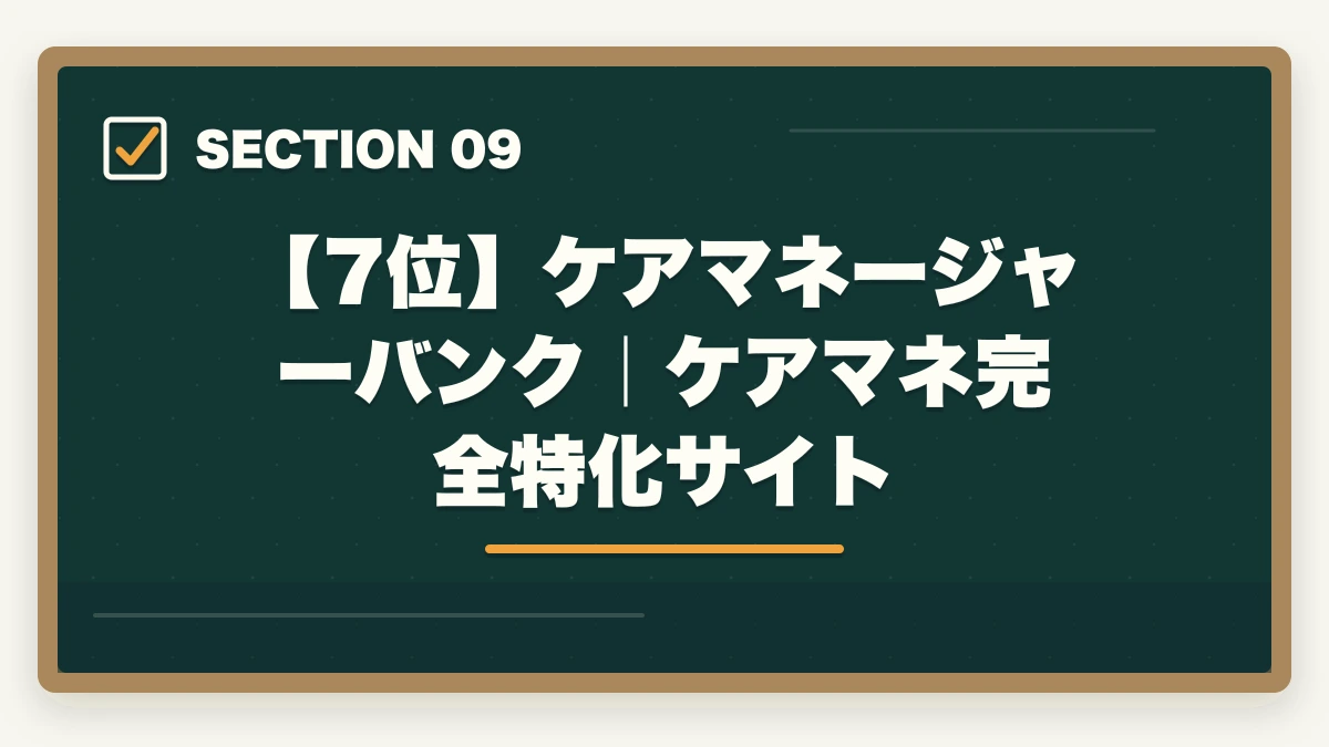 【7位】ケアマネージャーバンク｜ケアマネ完全特化サイト｜ケアマネジャーの転職エージェントおすすめ7選|10年介護経験者が選ぶケアマネ専門求人サイトの図解
