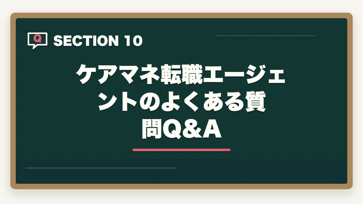 ケアマネ転職エージェントのよくある質問Q&A｜ケアマネジャーの転職エージェントおすすめ7選|10年介護経験者が選ぶケアマネ専門求人サイトの図解