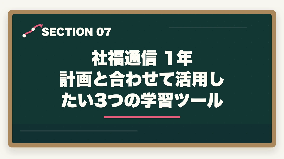 社福通信 1年 計画と合わせて活用したい3つの学習ツール｜社会福祉士の通信講座1年計画で立ち上げ期2ヶ月が勝負の図解