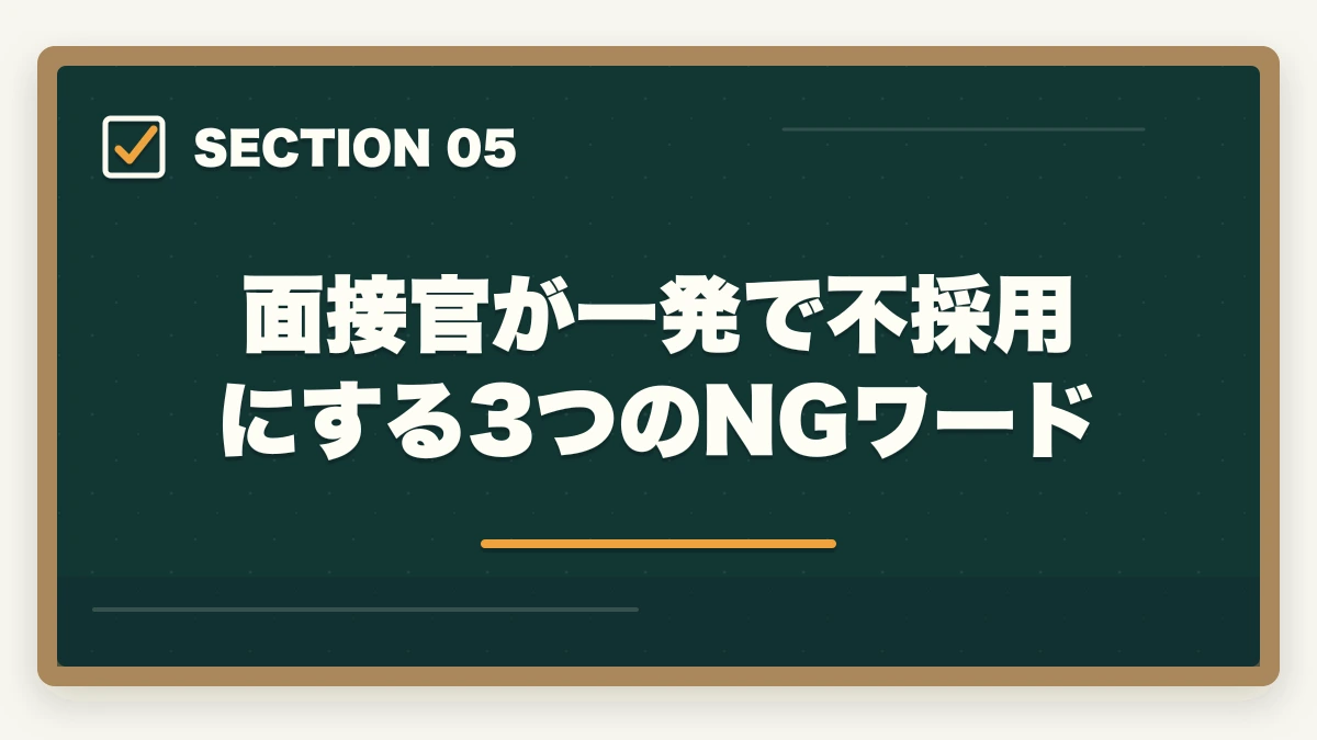 面接官が一発で不採用にする3つのNGワード｜介護転職面接で聞かれる7つの質問と内定獲得率3倍の答え方の図解