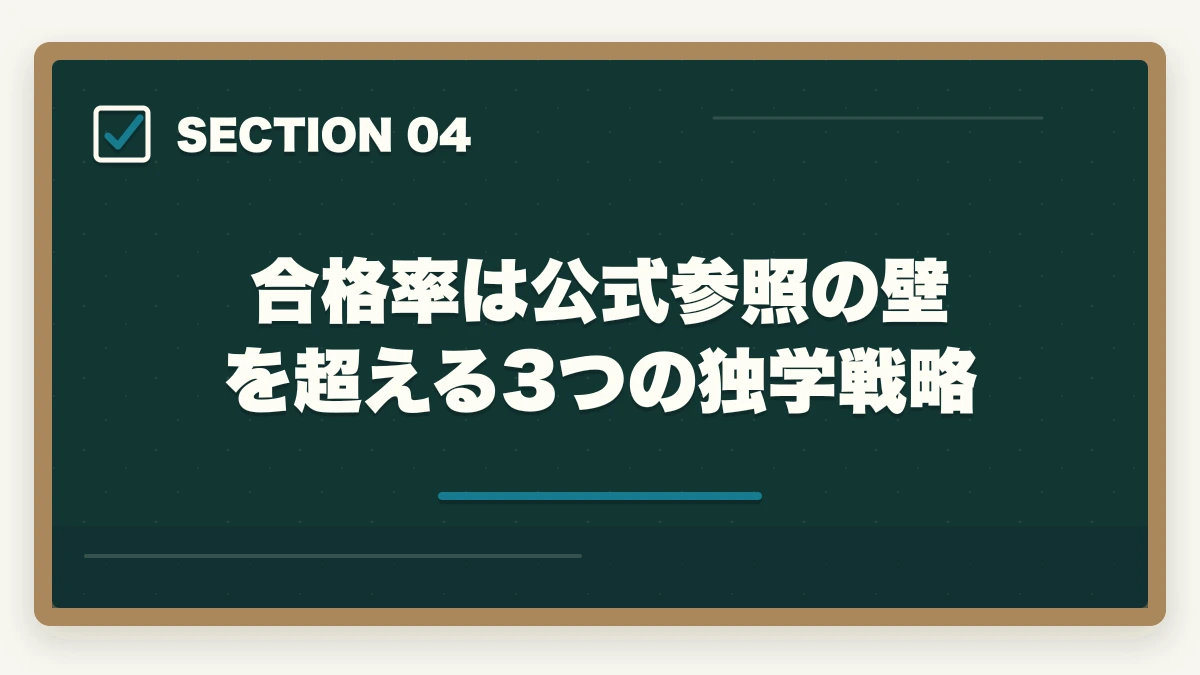 合格率は公式参照の壁を超える3つの独学戦略｜ケアマネを独学1年で合格する介護経験者向け学習ロードマップの図解