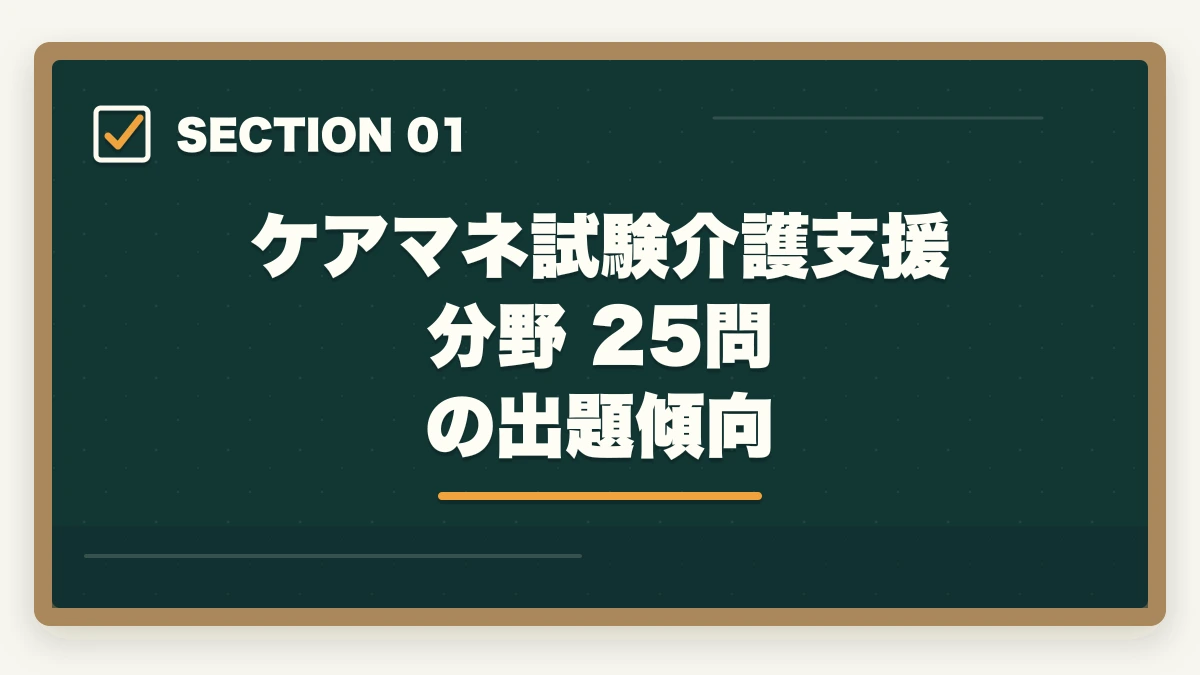 ケアマネ試験介護支援分野 25問 の出題傾向｜ケアマネ介護支援分野25問の頻出10論点と18問以上を取る戦略の図解