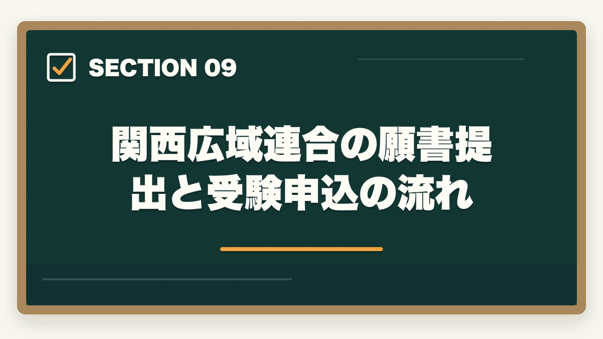 関西広域連合の願書提出と受験申込の流れ｜登録販売者の関西広域連合試験の合格率と第3章特化の対策戦略の図解