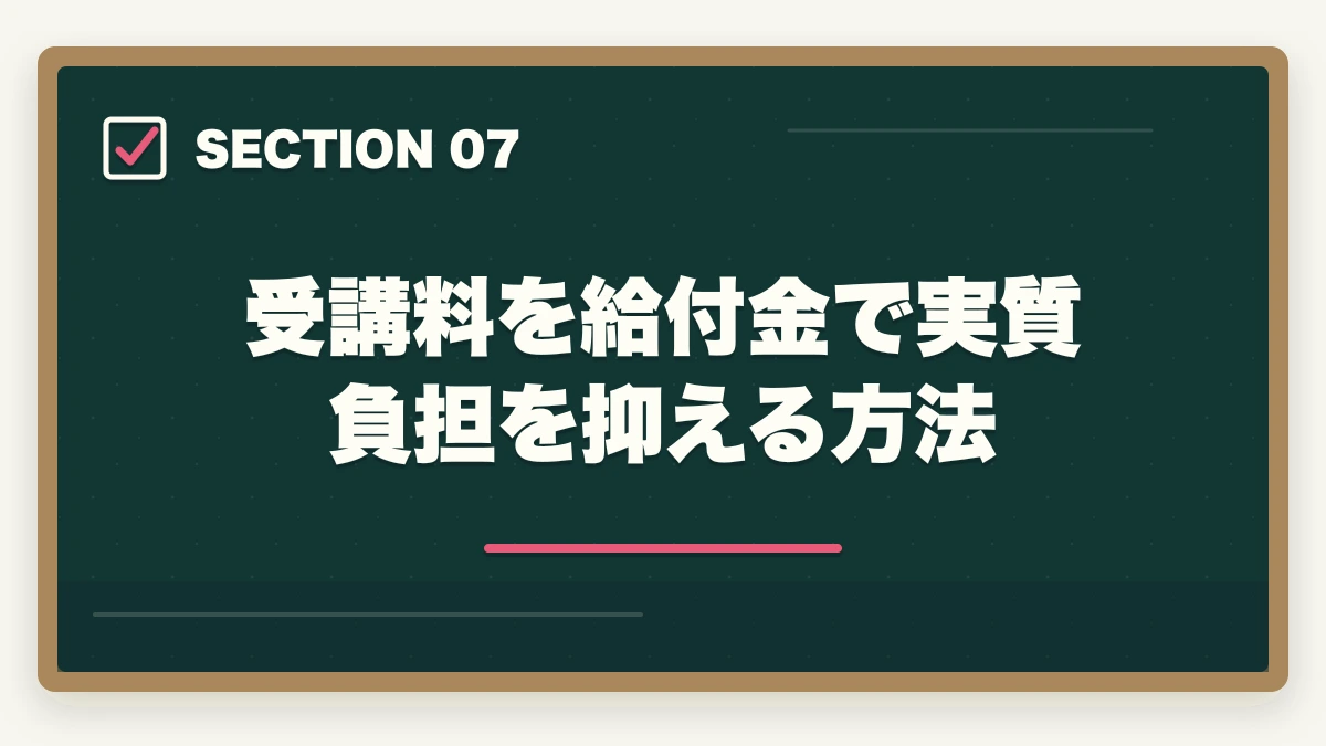 受講料を給付金で実質負担を抑える方法｜介護福祉士通信講座のユーキャン大原アガルート3社徹底比較の図解
