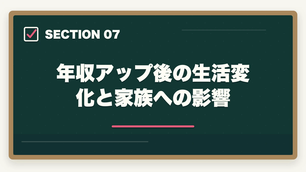 年収アップ後の生活変化と家族への影響｜介護福祉士の転職で年収100万円アップを実現した5つの成功パターンの図解