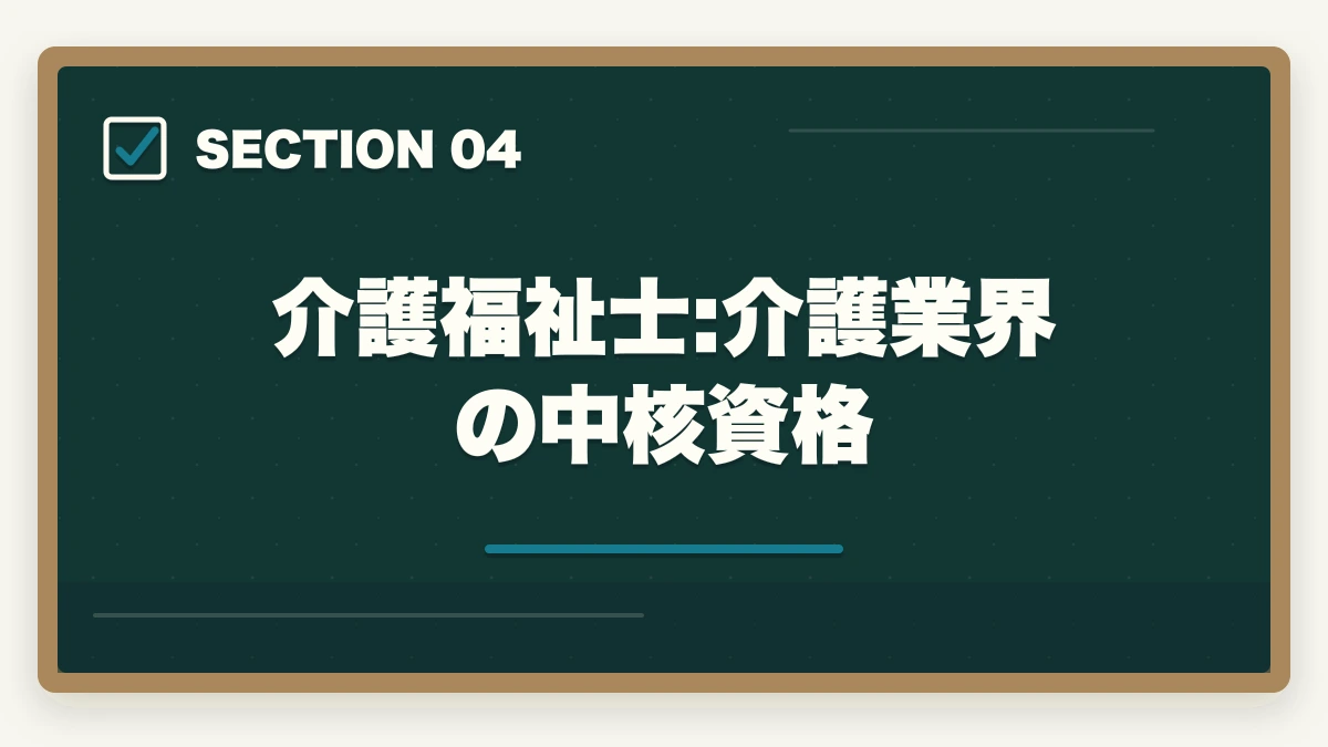 介護福祉士:介護業界の中核資格｜介護資格5つの年収相場と転職市場価値を徹底解説する完全ガイドの図解