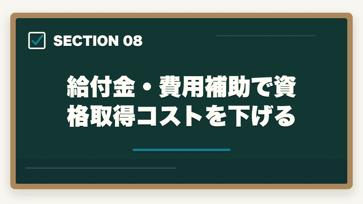 給付金・費用補助で資格取得コストを下げる｜介護資格を取る順番で失敗する3パターン|王道ルートと最短取得法の図解