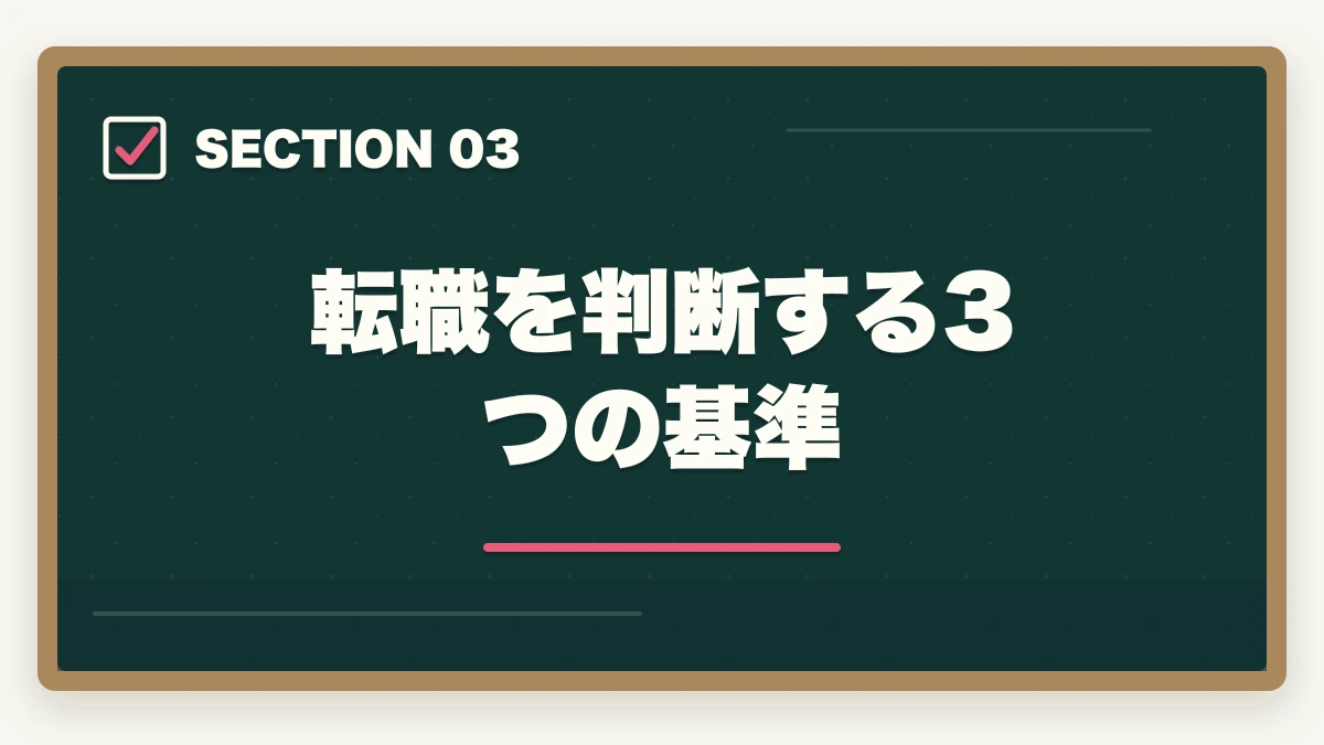 転職を判断する3つの基準｜介護の人間関係で辞めたい人へ|10年経験者が教える対処法と転職判断基準の図解
