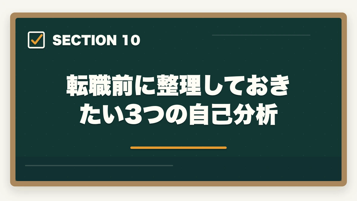 転職前に整理しておきたい3つの自己分析｜介護の人間関係で辞めたい人へ|10年経験者が教える対処法と転職判断基準の図解