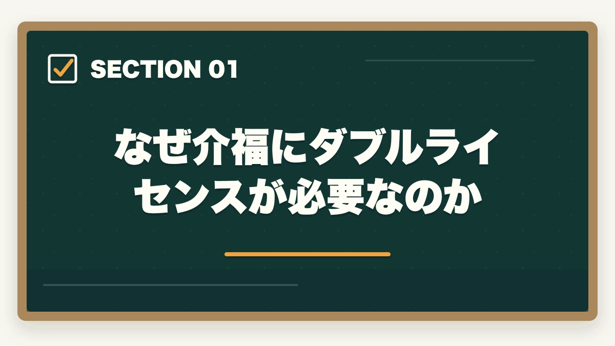 なぜ介福にダブルライセンスが必要なのか｜介護福祉士のダブルライセンス完全ガイドの図解