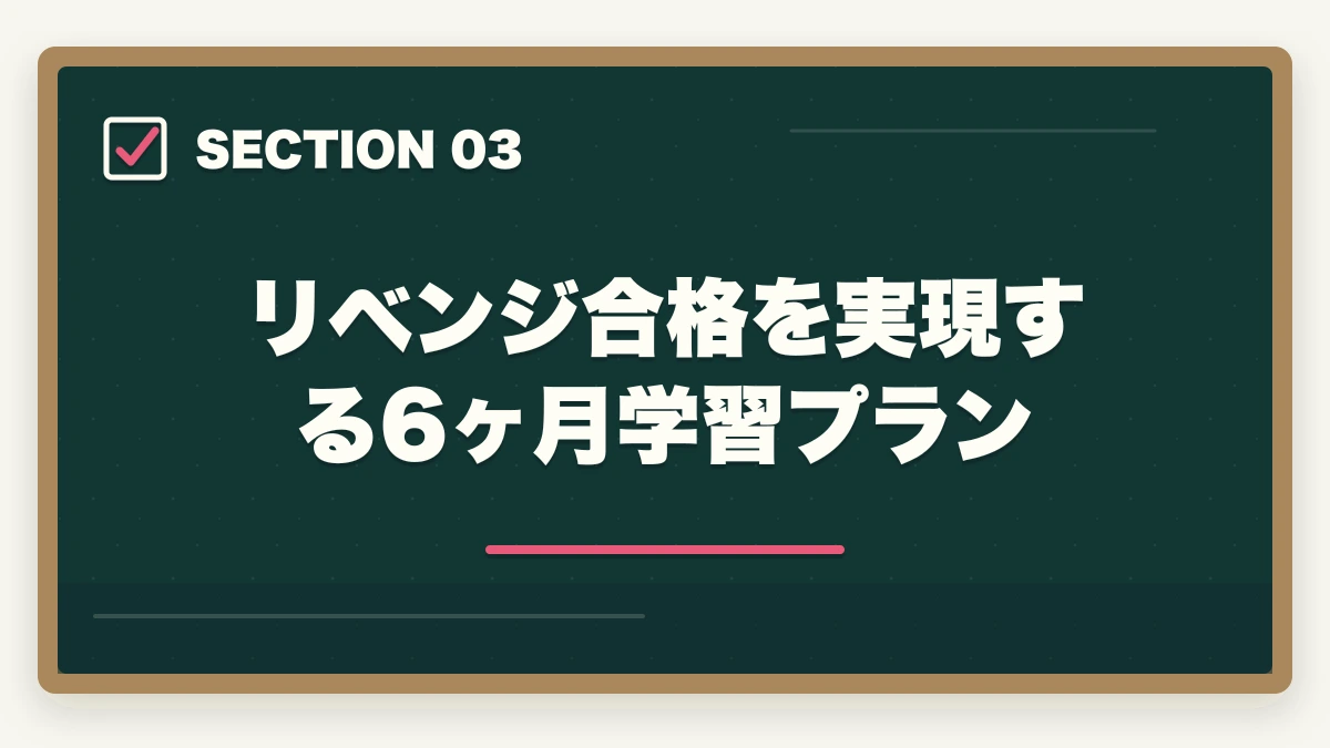 リベンジ合格を実現する6ヶ月学習プラン｜社会福祉士に何回も受からない人の通信講座リベンジ戦略|独学の限界を超えて合格をつかむの図解