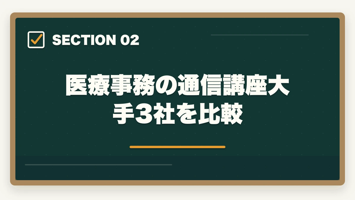 医療事務の通信講座大手3社を比較｜医療事務の通信講座を主婦が安く始める方法|家事育児と両立できる安心講座5選の図解