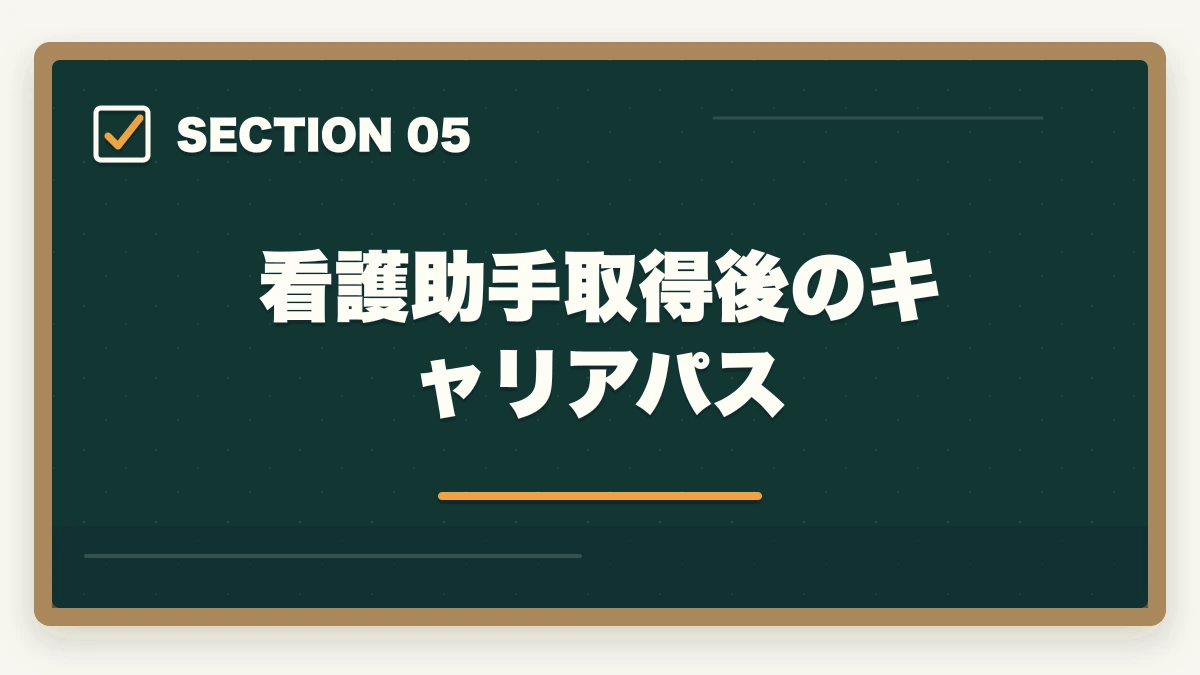 看護助手取得後のキャリアパス｜看護助手の通信講座おすすめ|未経験から始めるセカンドキャリア完全ガイド|10年経験者解説の図解