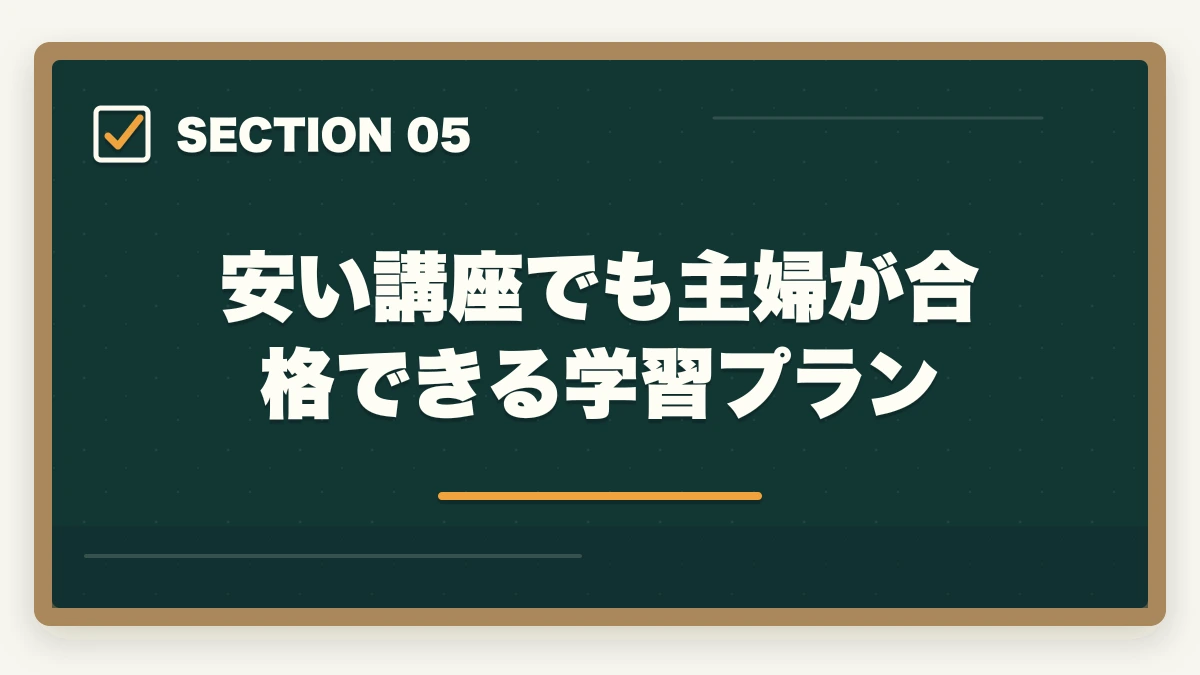 安い講座でも主婦が合格できる学習プラン｜医療事務の通信講座は主婦向けで安いものを選ぶべき|家計に優しい3社徹底比較の図解