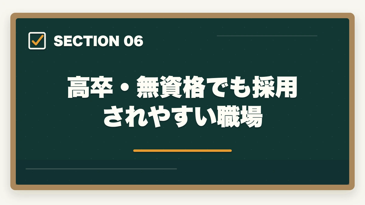 高卒・無資格でも採用されやすい職場｜医療事務は高卒・無資格でも取れる|学歴不問で挑戦できる通信講座と就職戦略の図解