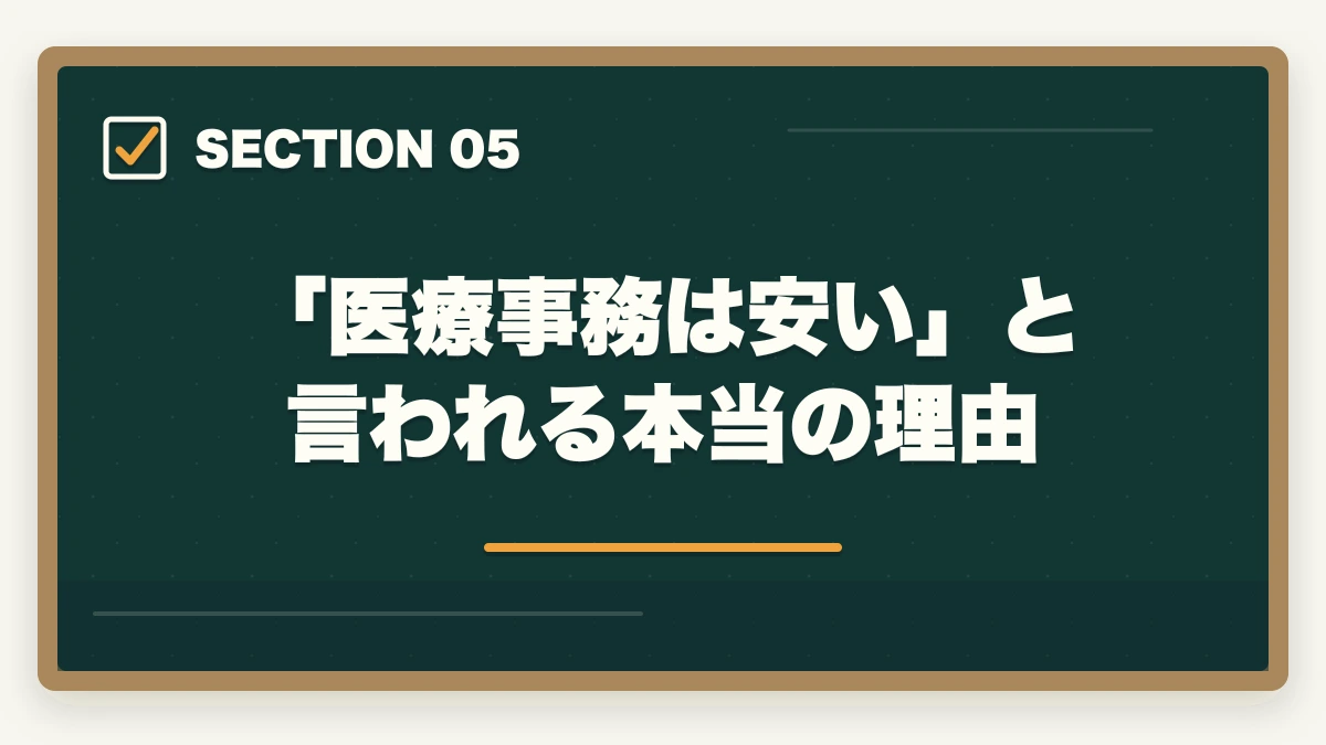 「医療事務は安い」と言われる本当の理由｜医療事務の年収・月収のリアル|資格手当・パート時給・正社員昇給を完全解説の図解