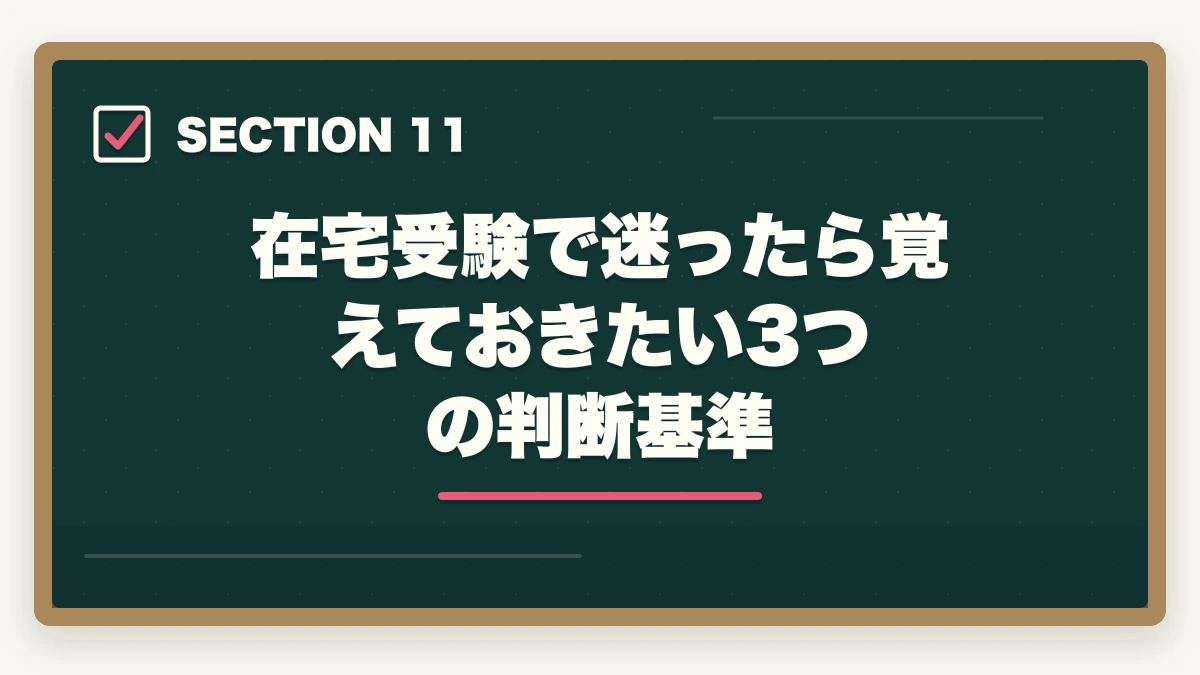 在宅受験で迷ったら覚えておきたい3つの判断基準｜医療事務試験は在宅受験できる|自宅から受けられる資格と通信講座完全ガイドの図解