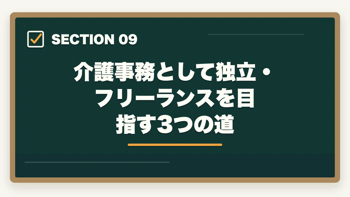 介護事務として独立・フリーランスを目指す3つの道｜介護事務の年収・給料は本当に安い?パート時給・正社員年収を完全公開の図解