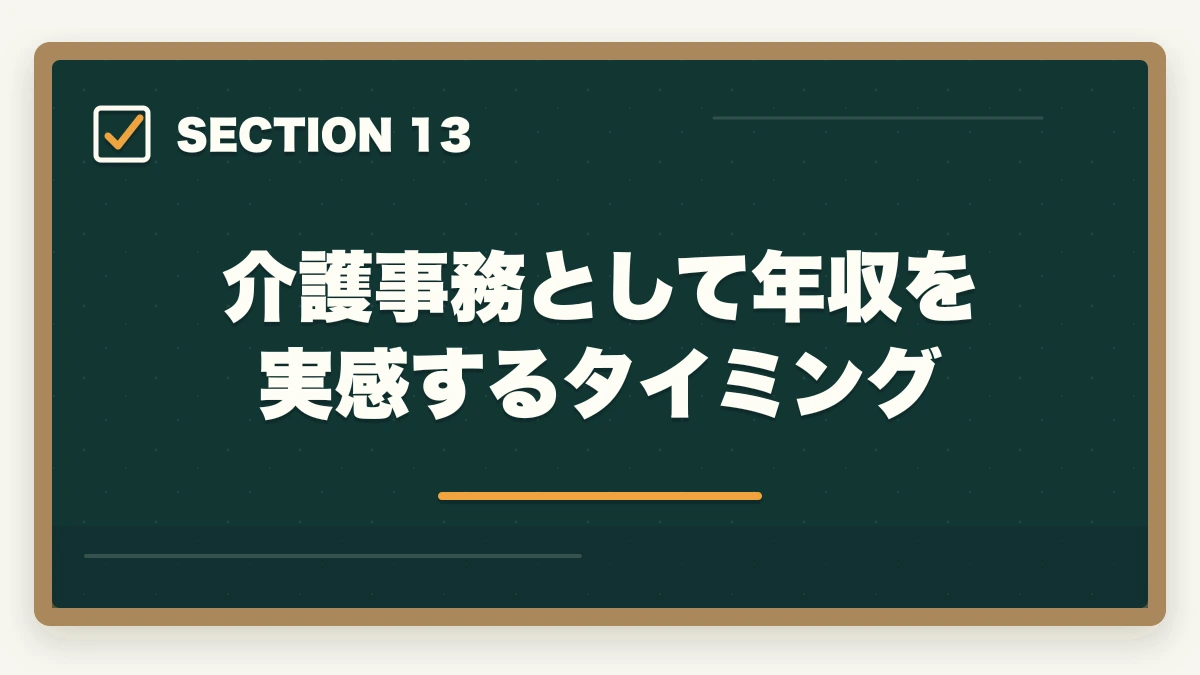 介護事務として年収を実感するタイミング｜介護事務の年収・給料は本当に安い?パート時給・正社員年収を完全公開の図解