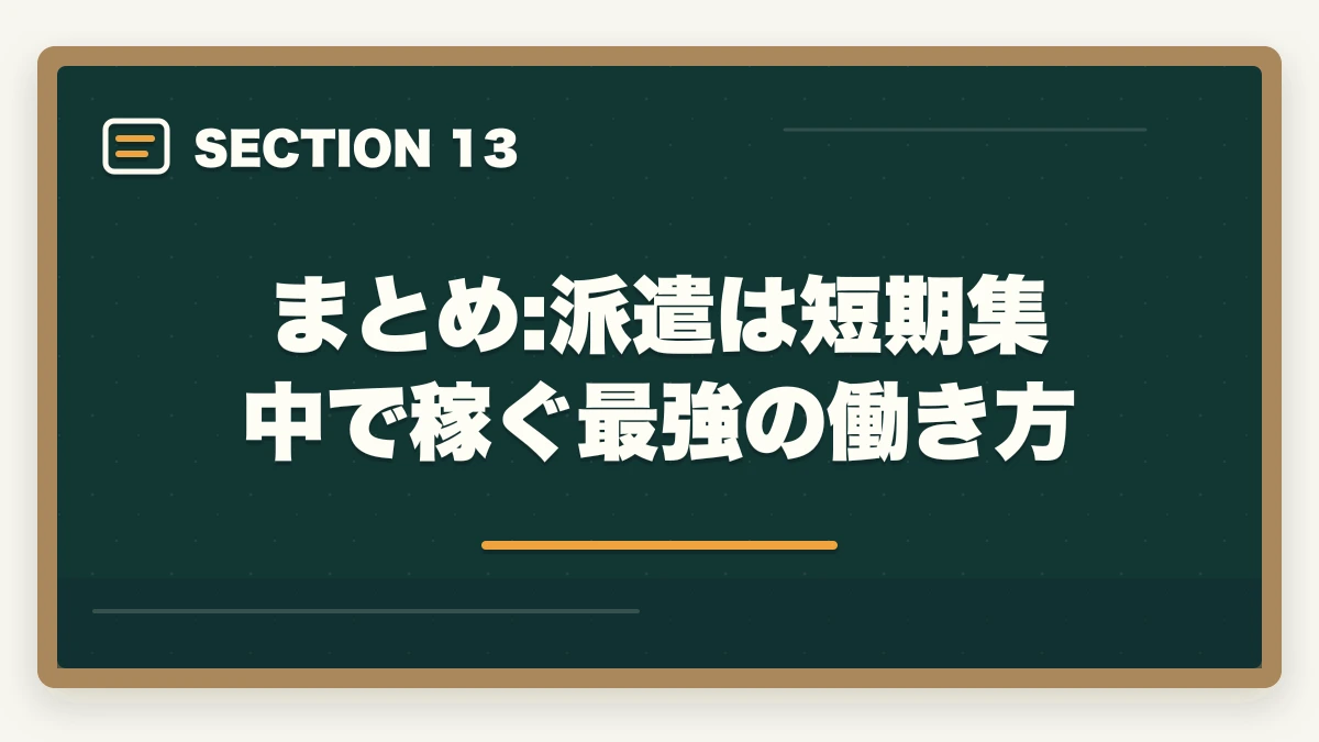 まとめ:派遣は短期集中で稼ぐ最強の働き方｜介護事務の派遣で時給1,500円以上を狙う|高時給求人とおすすめ派遣会社の図解