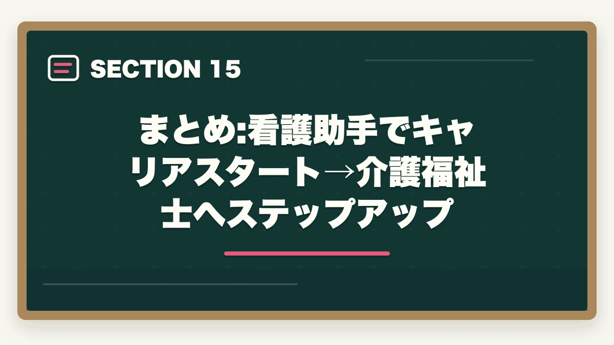 まとめ:看護助手でキャリアスタート→介護福祉士へステップアップ｜看護助手と介護福祉士の違い|仕事内容・給料・将来性を徹底比較してキャリアを選ぶの図解