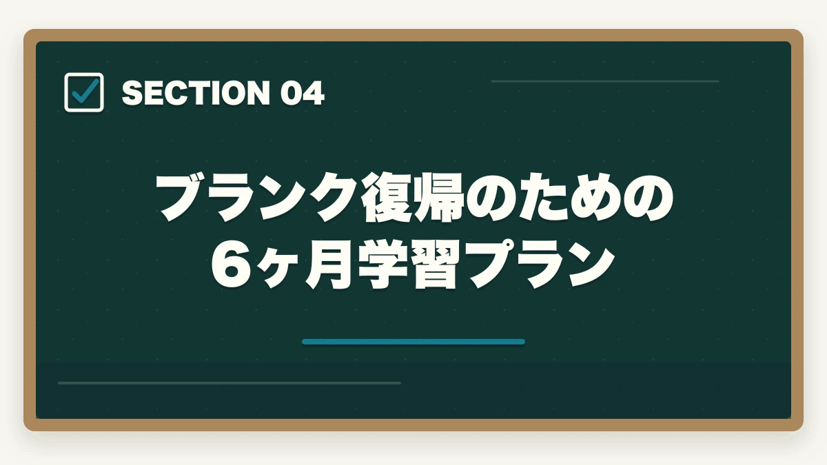 ブランク復帰のための6ヶ月学習プラン｜看護助手のブランク復帰は通信講座が最短ルート|10年離れても再就職できる方法の図解
