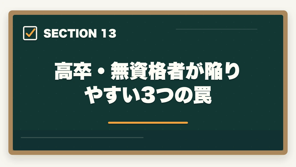 高卒・無資格者が陥りやすい3つの罠｜看護助手は高卒・無資格でもなれる|学歴不問で医療系キャリアを始める方法の図解