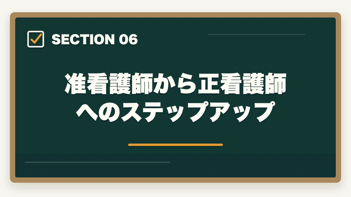 准看護師から正看護師へのステップアップ｜看護助手から准看護師へキャリアアップする方法|働きながら看護師を目指す最短ルートの図解
