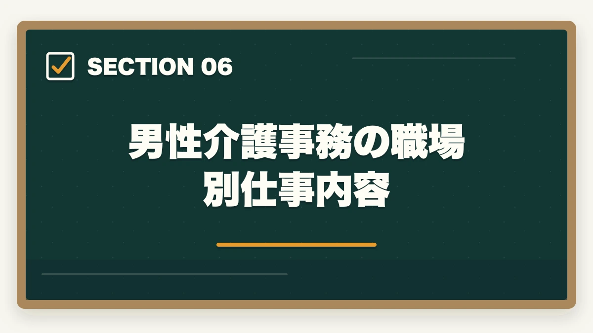男性介護事務の職場別仕事内容｜介護事務は男性でもなれる|管理職候補として活躍する3つの強みと年収アップ術の図解