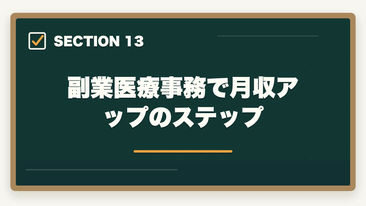 副業医療事務で月収アップのステップ｜医療事務はダブルワーク・副業に最適|本業と両立して月3〜10万円稼ぐ完全ガイドの図解