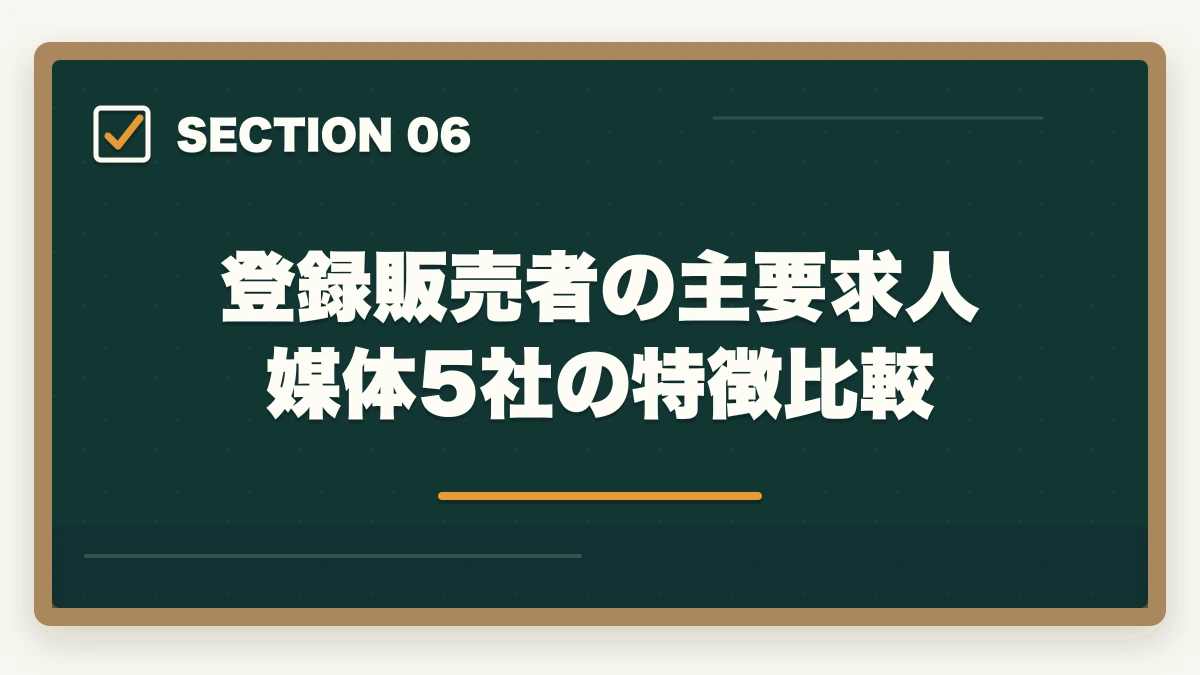 登録販売者の主要求人媒体5社の特徴比較｜登録販売者求人の探し方完全ガイド|優良求人を効率的に見つける5つのルートの図解