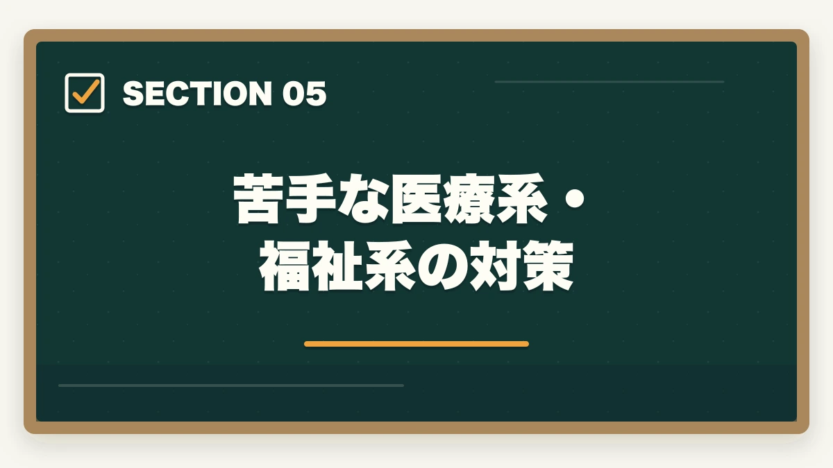 苦手な医療系・福祉系の対策｜ケアマネジャーの勉強法|働きながら合格する10年介護経験者の独学攻略法【2026年最新】の図解