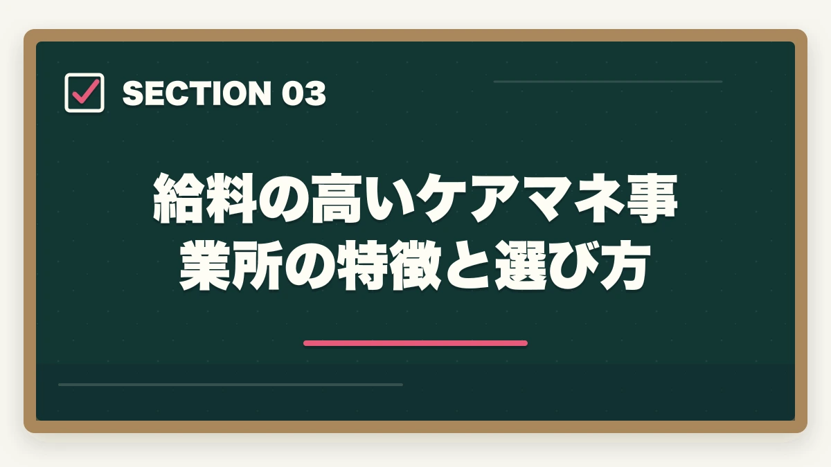 給料の高いケアマネ事業所の特徴と選び方｜ケアマネジャーで給料アップする転職戦略|年収100万円アップを実現する5つのステップの図解