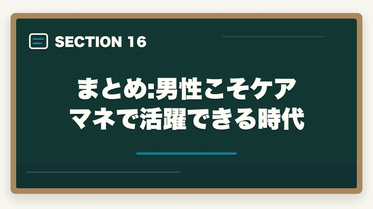 まとめ:男性こそケアマネで活躍できる時代｜ケアマネジャーは男性でも活躍できる|管理職候補と独立開業を狙う3つの強みの図解