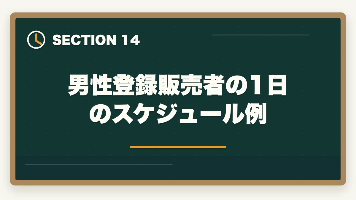 男性登録販売者の1日のスケジュール例｜登録販売者は男性でも活躍できる|店舗管理者と高時給夜勤で年収500万円を狙うの図解
