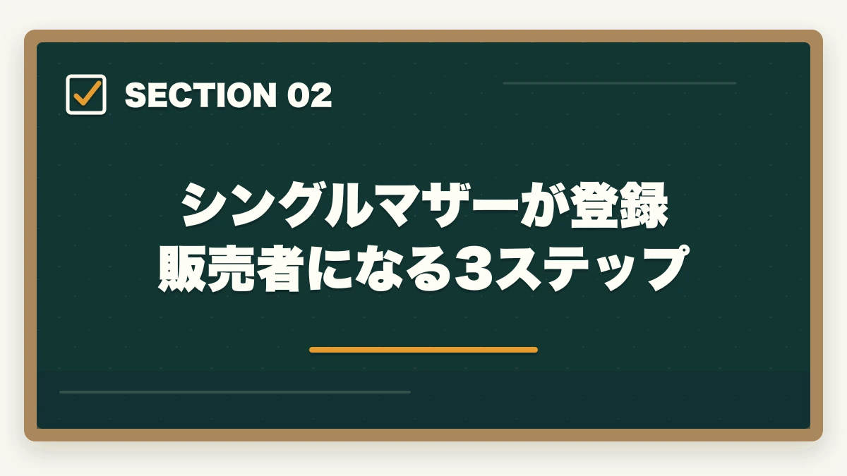 シングルマザーが登録販売者になる3ステップ｜シングルマザーが登録販売者で安定収入|資格取得3ステップと働きやすい職場の選び方の図解