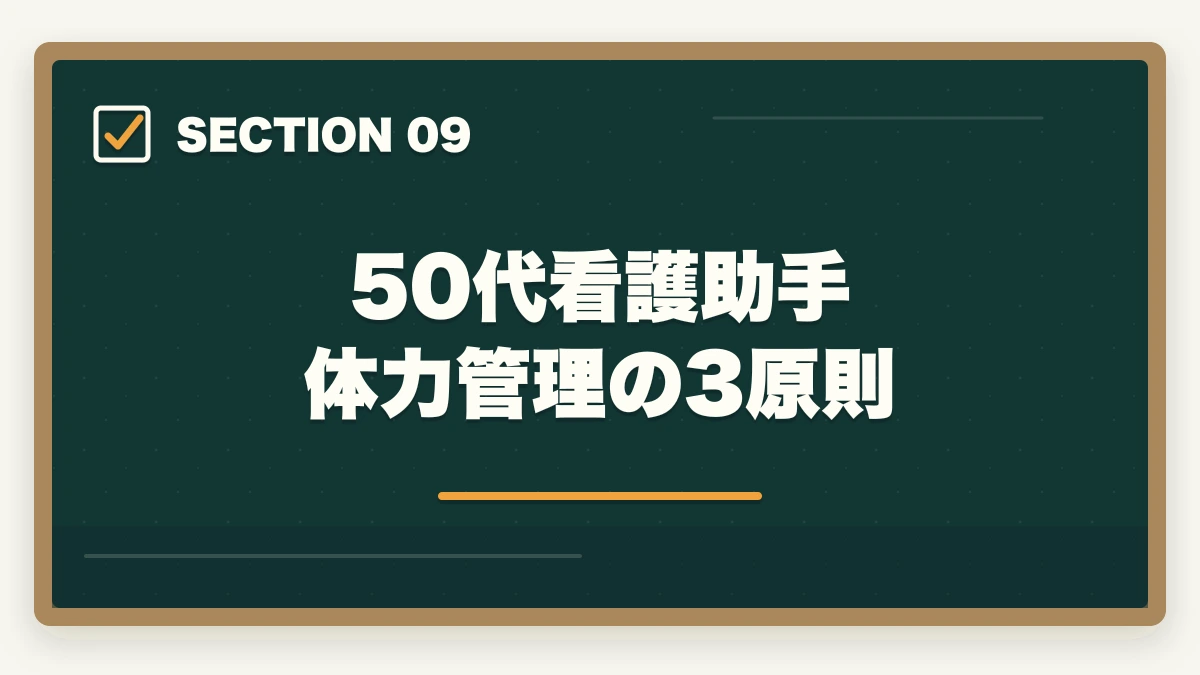 50代看護助手 体力管理の3原則｜の図解