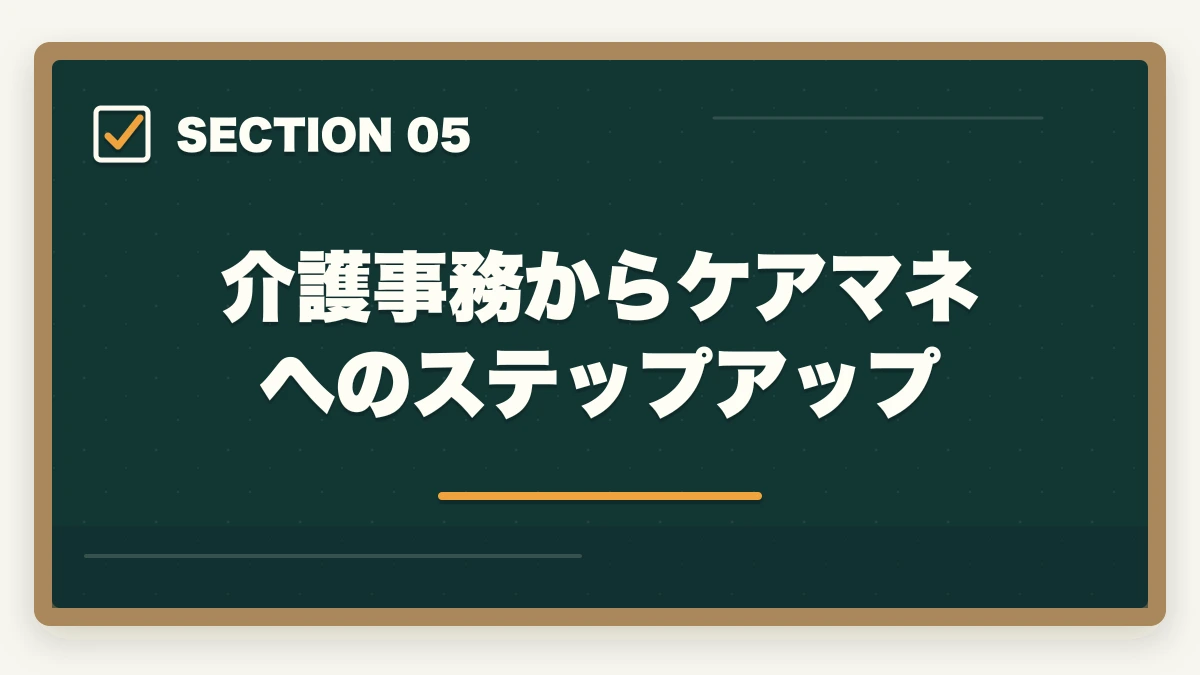 介護事務からケアマネへのステップアップ｜の図解