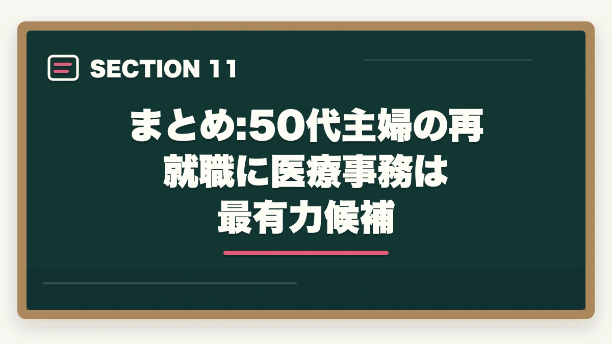 まとめ:50代主婦の再就職に医療事務は最有力候補｜の図解