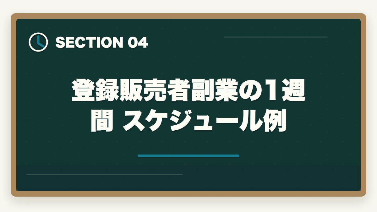登録販売者副業の1週間スケジュール例｜登録販売者の副業ダブルワーク完全ガイド|月3〜8万円稼ぐ3パターンと両立術の図解