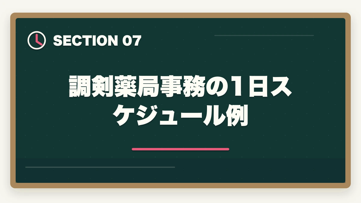 調剣薬局事務の1日スケジュール例｜の図解